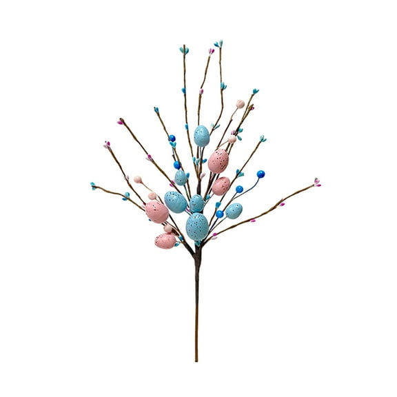 Plastic Easter Flower Decoration - Colorful Eggs & Berries, Handmade, for Easter and Spring Decor