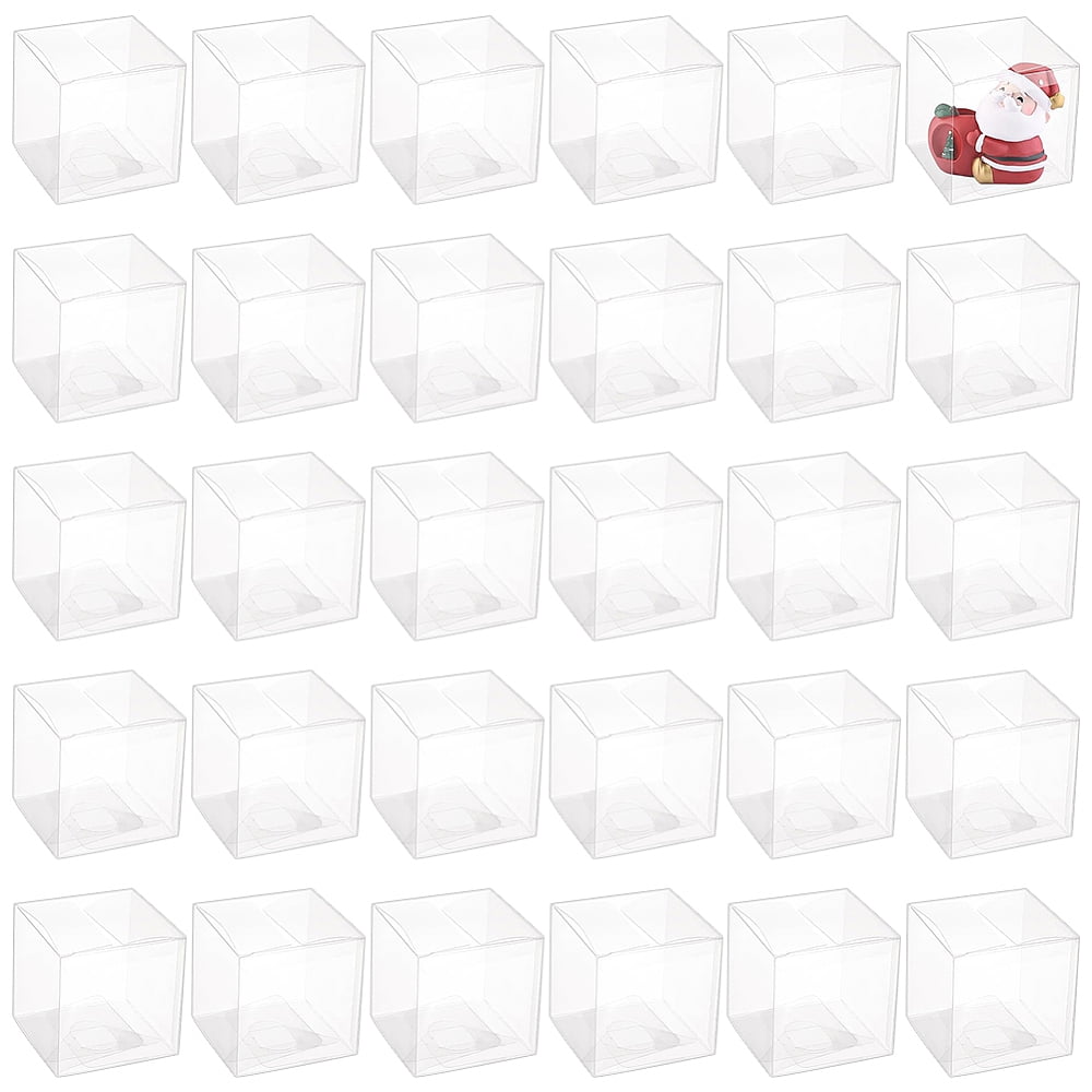 Plastic Easter Party Favor Box 3.5 x 3.5 x 3.5inch Transparent Gift Box Plastic Storage Container for Packaging Cube Birthday Wedding Party