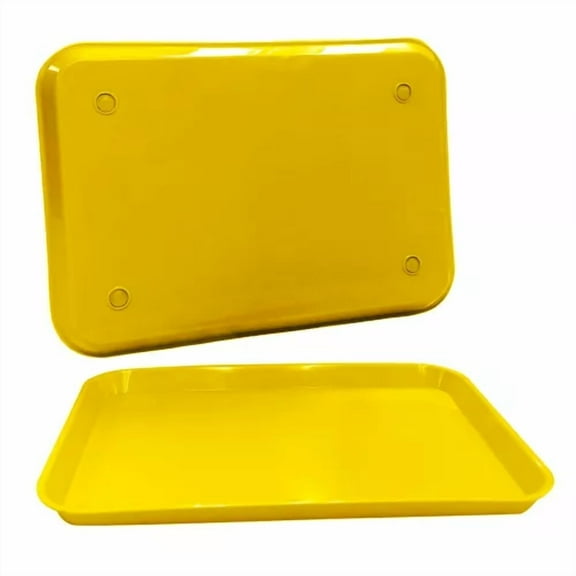 Plastic Eating Food Serving Tray For Cafeteria Lunch Kids 13.25" X 9.75", Yellow