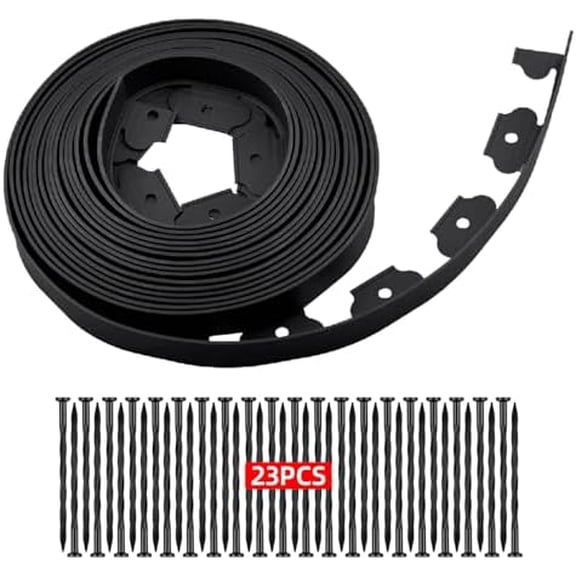 Plastic Edging for LandscapingNo-Dig 2in 25ft Kit of Black Landscape Edging with 23 Spikes, for Flower Beds, Tree Rings, Pathways Plastic Garden Border$$Garden & Patio