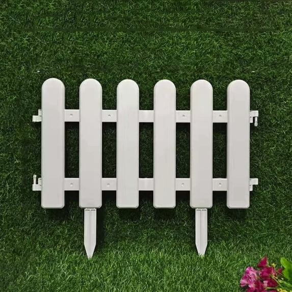 Plastic Edgings Garden Picket Fence, White Fence Insert, Lightweight & Easy Installation, Picket Fence Edgings for Lawn, Flowerbeds, Plant Borders, Decorative Yard