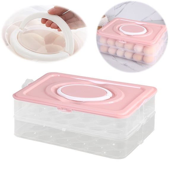 Plastic Egg Carton Basdi 2-Layer Plastic Egg Carton - 48-Capacity Stackable Trays with Handles & Lids, Fridge-Safe & Portable for Freshness, Picnics & Easter Parties, Stackable Egg Trays