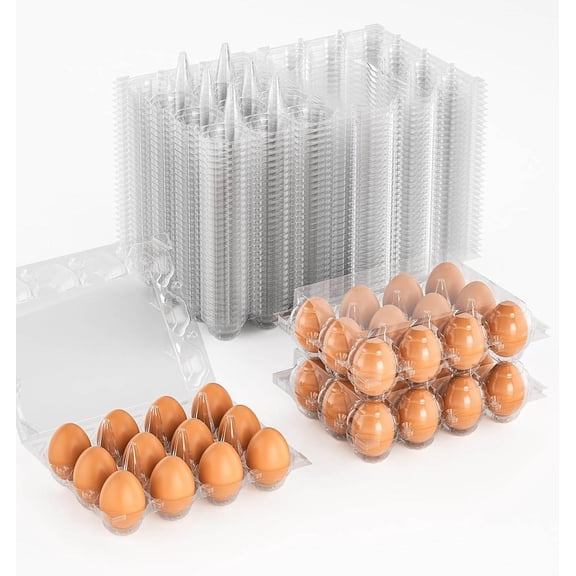 Plastic Egg Cartons Bulk 12 Count Clear Blank Containers for Refrigerator, Reusable Holder for Ranch Farm Commercial Market Display, Packaging for Craft Projects
