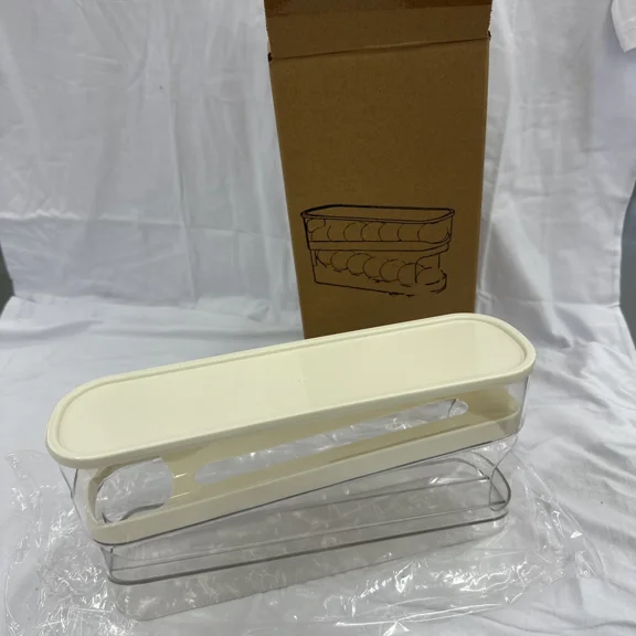 Plastic Egg Holder Storage Container With Lid For Kitchen Organization White