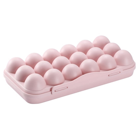 Plastic Egg Storage Container 12/18-Grid Deviled Egg Tray with Lid, Egg Storage Box for Refrigerator (Pink/White)