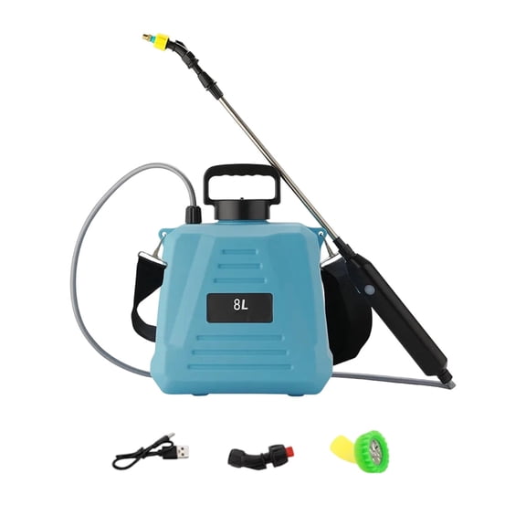 Plastic Electric Backpack Sprayer With Telescopic Wand And 3 Nozzles For Garden Washing And Watering Offering Rechargeable Battery Design Blue