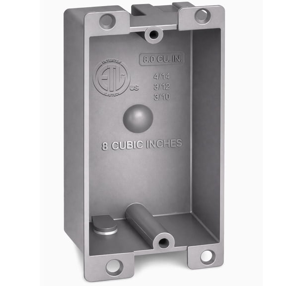 Plastic Electrical Box, Shallow Remodel Box, 8 Cubic Inch Grey Outlet Box, Single Gang Old Work Junction Box, Length 4.25'', Width 2.4'', Depth 1.24'', Solid PVC Construction, ETL Listed