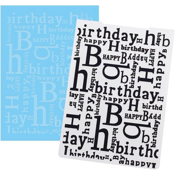 Plastic Embossing Folders Concave-Convex Embossing Stencils for Handcraft Photo Album Decoration Birthday Word 148x105x3mm