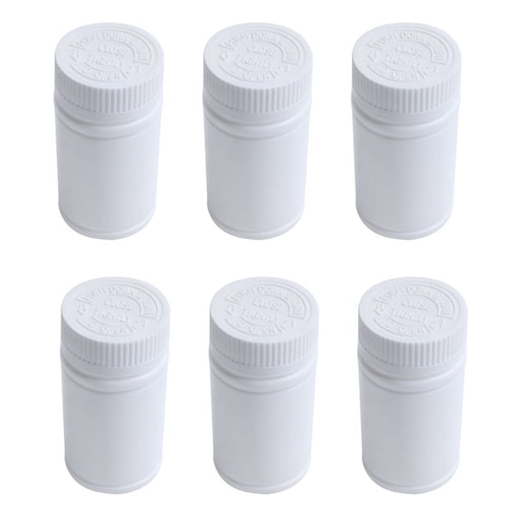 Plastic Empty Medicine Bottles Pill Tablet Container Holder 6Pcs White,6 x Medicine Bottle,White