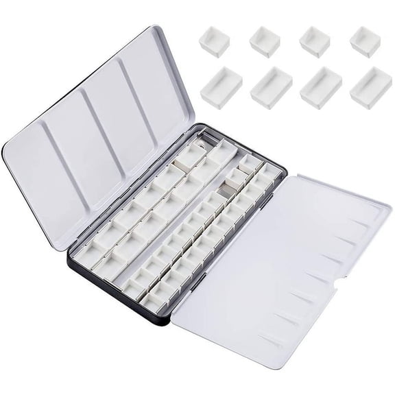 Plastic Empty Watercolor Paint Pans for Paint Case Art Palette Supplies and Iron Watercolor Oil box Mixed color 21.3x22.5x2.45x11.4cm