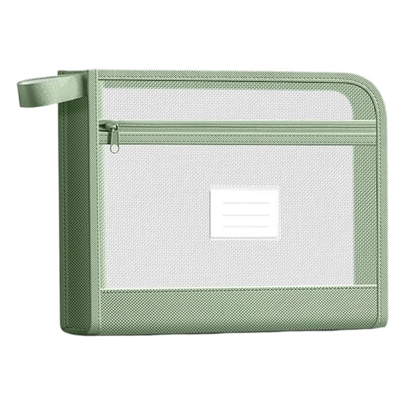 Plastic Envelope Wallets,Document Folders with Double Layer Mesh Zipper,Transparent Document Wallet Pouch,Pouches File Bags with Card Slot,8.26x11.48 inch Files Pouch Folders for Office (Green)