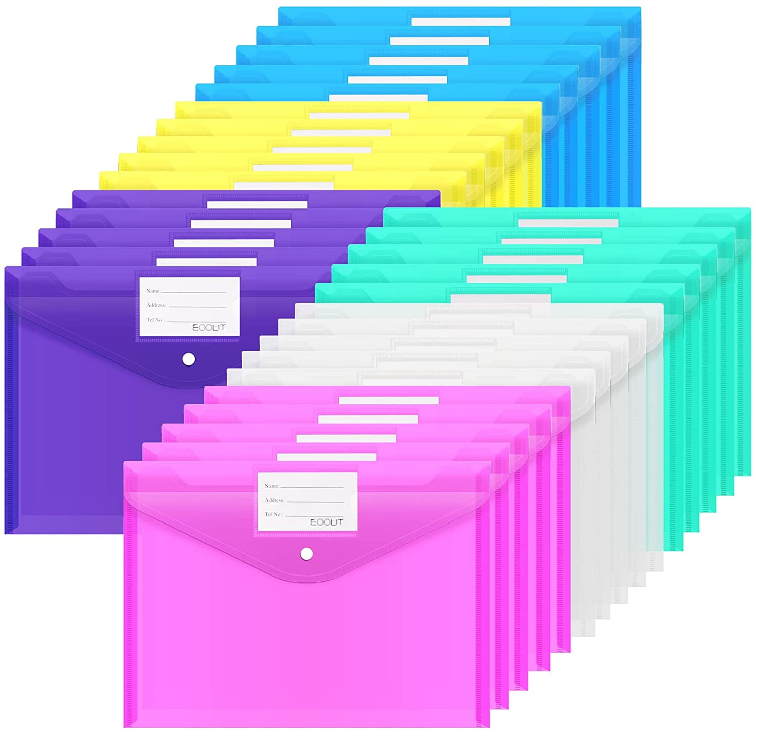 Plastic Envelopes, 12 Pack, A4, Letter Size, Plastic Envelopes with ...
