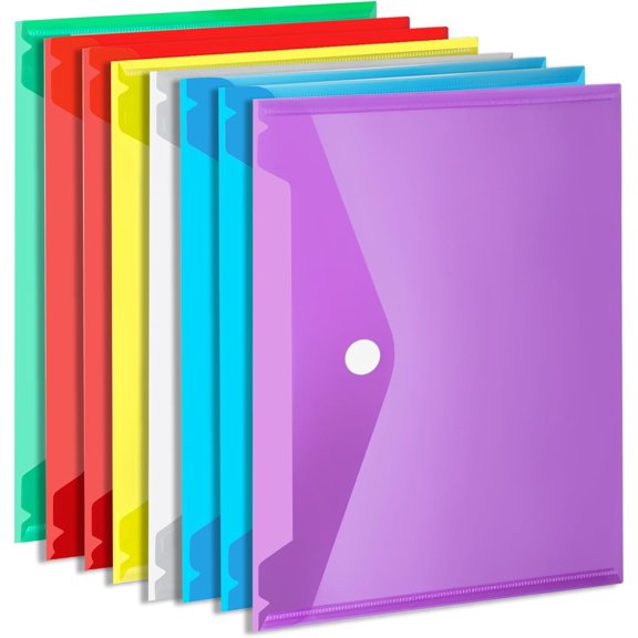 Plastic Envelopes, 8 PCS Plastic Folders for Documents, A4 File Folder, Document Holder, Poly Storage File Bags, Filling Envelopes