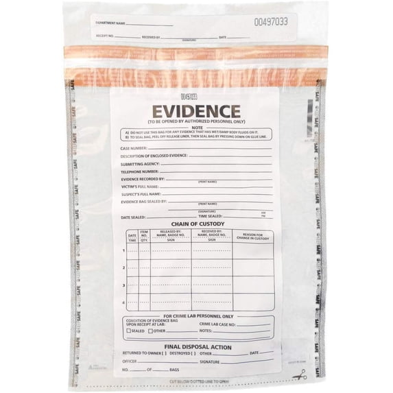 Plastic Evidence Bags, Medium - 100 Pack