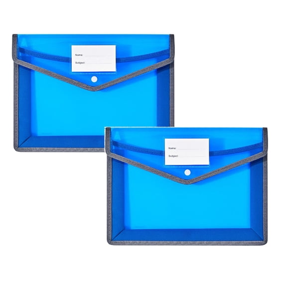 Plastic Expandable File Organizer Folder, Transparent A4 Document Holder for Receipts, Bills, Letters, Home Office School Storage, Easy to Label File Folder,2pc