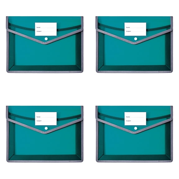 Plastic Expandable File Organizer Folder, Transparent A4 Document Holder for Receipts, Bills, Letters, Home Office School Storage, Easy to Label File Folder,4pc