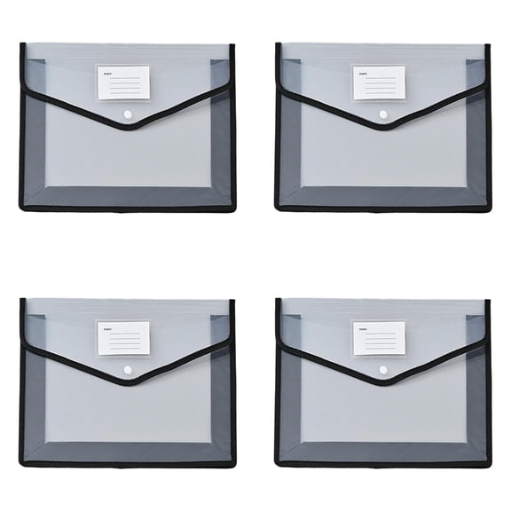 Plastic Expandable File Organizer Folder, Transparent A4 Document Holder for Receipts, Bills, Letters, Home Office School Storage, Easy to Label File Folder,4pc