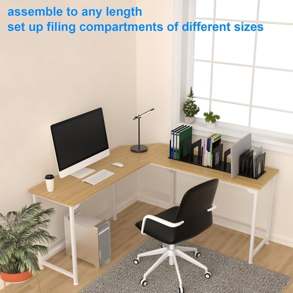 Plastic Expandable Upright File Holder, Desktop Binder Organizer, School Office File Organizer Bookshelf Divider, Black