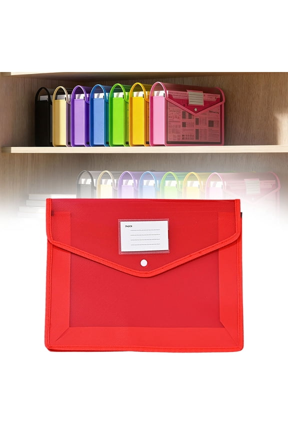 Plastic Expanding File Folder,A4 Transparent No Dividers Large Capacity File Organizer,13"×9.84",1PC,Red