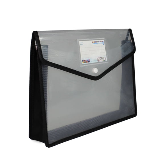 Plastic Expanding File Folder,A4 Waterproof Transparent File Folder with Snap Closure,Large Capacity,14.37"×11.22"×2.56",1PC,Black