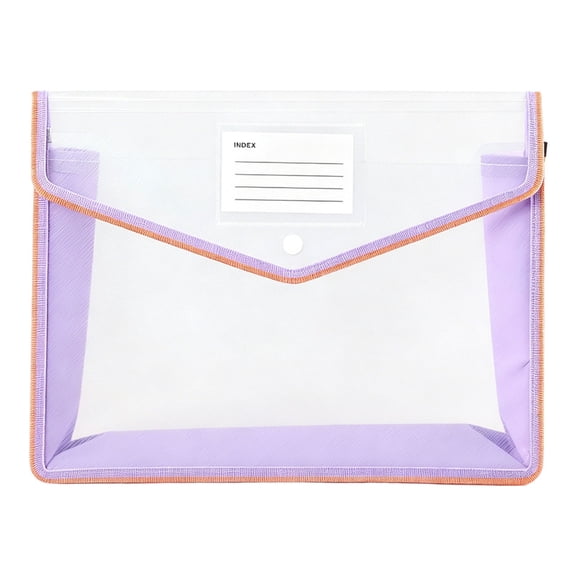 Plastic Expanding File Folder,Document Folder No Dividers,Large Capacity File Organizer With Button Closure,Plastic Storage Bag with Label Slot For Bills and Taxes,A4 Size,12.99x9.84 inch(Purple)