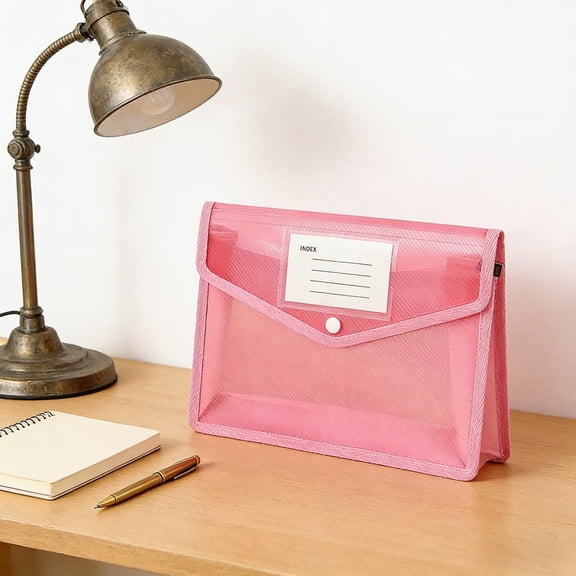 Plastic Expanding File Folder, Folders for Documents, Transparent Envelopes with Elastic Closure, File Folder Organizer Holder, Large Capacity, Fit Letter/A4 Size (Pink, 1PC)