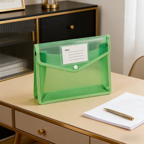 Plastic Expanding File Folder, Folders for Documents, Transparent Envelopes with Elastic Closure, File Folder Organizer Holder, Large Capacity, Fit Letter/A4 Size (Green, 1PC)