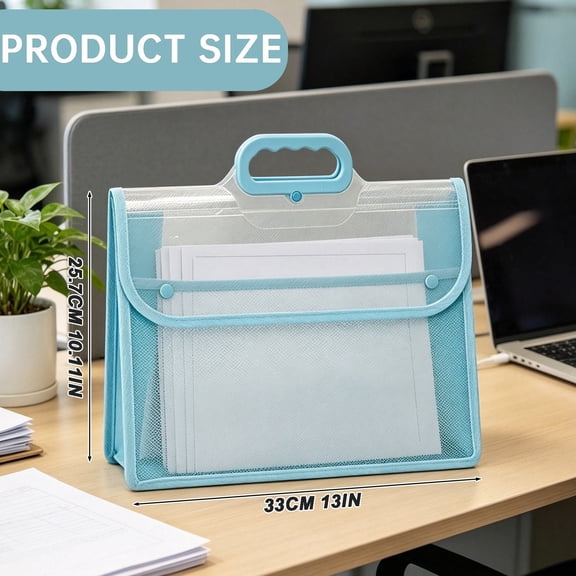 Plastic Expanding File Folder with Handle, Plastic File Folder, Expanding Folder, Folder Organizer, Expandable Folder, A4/Letter Size Plastic File Envelope, Office Document Folder,13×10.11 in,B
