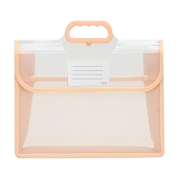 Plastic Expanding File Folder with Handle, Portable Transparent Document Organizer, Briefcase-Style Accordion Case, Mesh Pocket, Heavy Duty Portable File Box for Home, Office, 1 Pcs, 12.99x10.23"