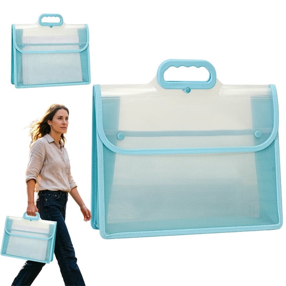 Plastic Expanding File Folder with Handle and Snap Closure Portable Transparent Envelope Document Folder Large Waterproof File Wallet Organizer Box for Letter Office Home