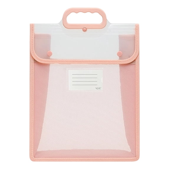 Plastic Expanding File Folder with Handle,Vertical Expanding Folder,Water-Proof File Folder Envelopes,Document Organizer Bag with Snap Closure,Transparent File Folder Organizer for Office,Pink