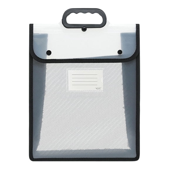 Plastic Expanding File Folder with Handle,Vertical Expanding Folder,Water-Proof File Folder Envelopes,Document Organizer Bag with Snap Closure,Transparent File Folder Organizer for Office,Black