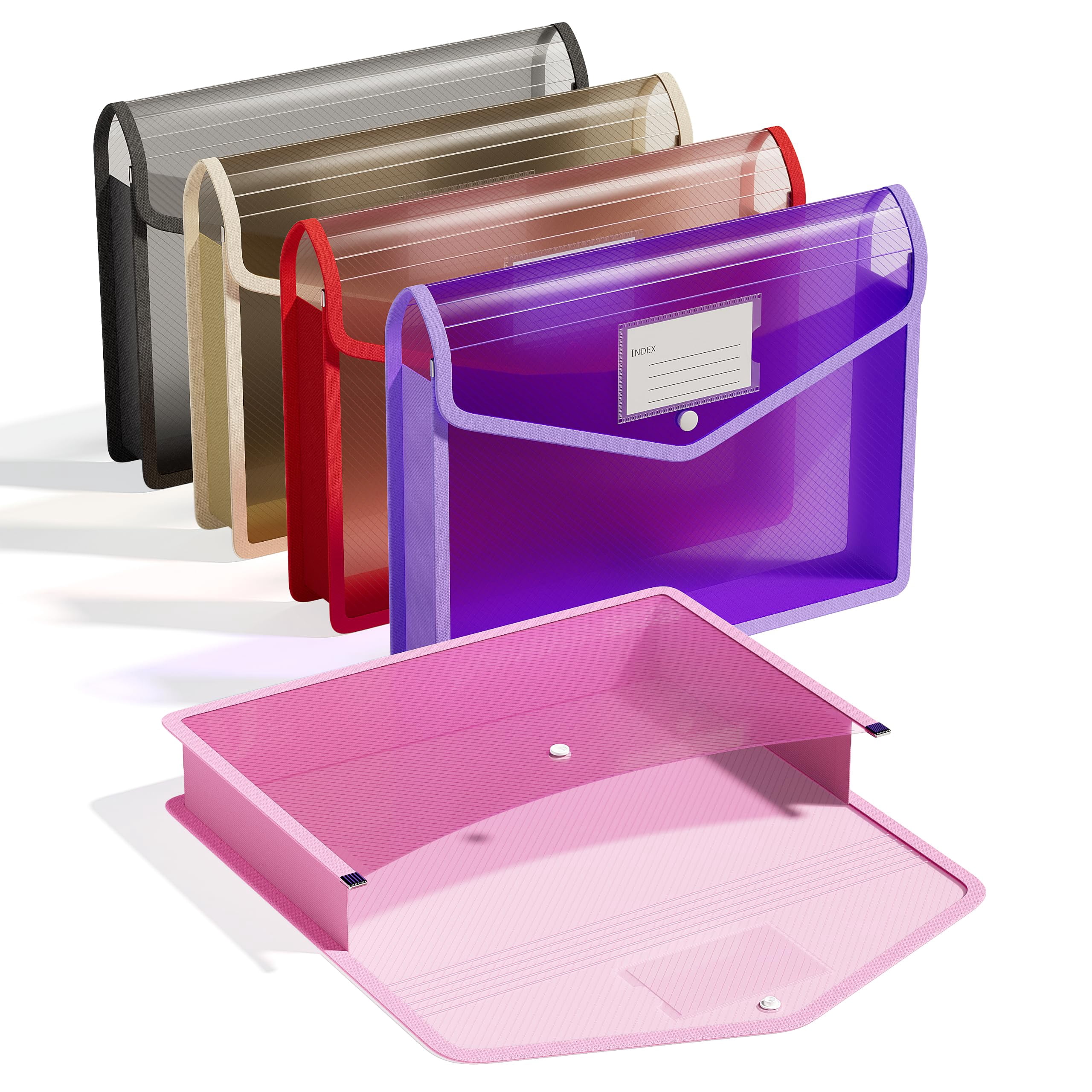 Plastic Expanding File Folder, Transparent Document Envelopes with Snap ...