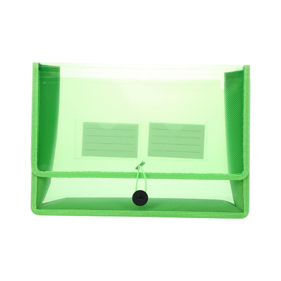 Plastic Expanding File Folder Transparent Envelope Documents Organizer with Elastic Band Button and 2 Small Pockets for Receipts Letter Bills Test Paper