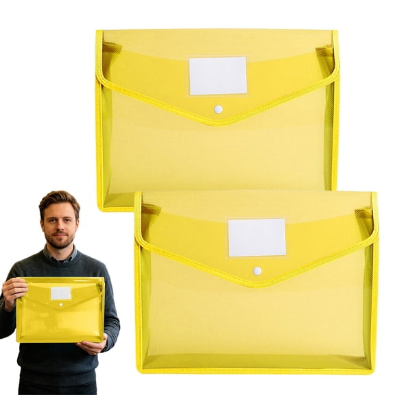 Plastic Expanding File Folder, Transparent Envelopes with Snap Closure, Folders for Documents, File Folder Organizer Holder, Document Folder, No Dividers, Large Capacity, Fit Letter/A4 Size (2Pcs)