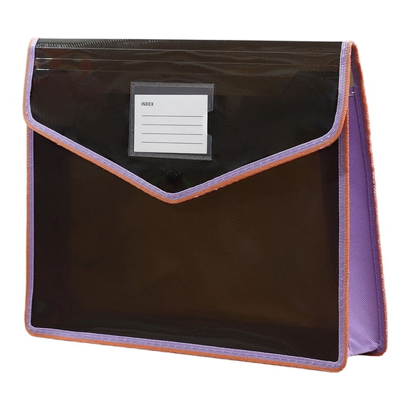 Plastic Expanding File Folder,Transparent Envelopes with Snap Closure,No Dividers,Large Capacity,Waterproof File Organizer for Standard Letter Size Paper, Bills and Taxes(Black2 37x28cm)