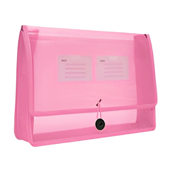Plastic Expanding File Folder,Transparent File Wallet Document Organizer with Snap Closure & Label Pocket,Water-Proof Expanding Envelope File Folders,Accordion File Pouch for Home Office,Pink