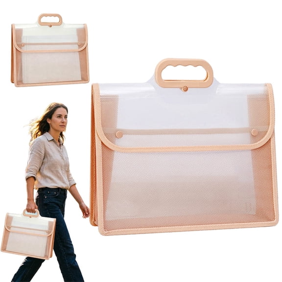 Plastic Expanding File Folder with Handle Closure Portable Transparent Envelope Document Organizer
