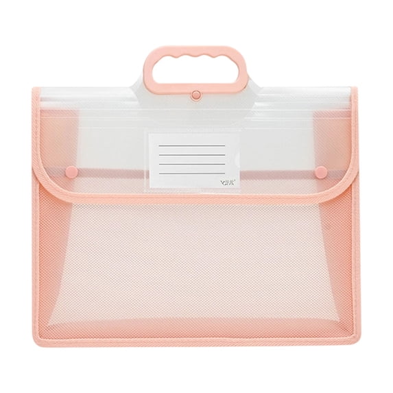 Plastic Expanding File Folder with Handle, Ongmies Portable Transparent Document Organizer, Mesh Pocket, Large Waterproof File Wallet Organizer Box