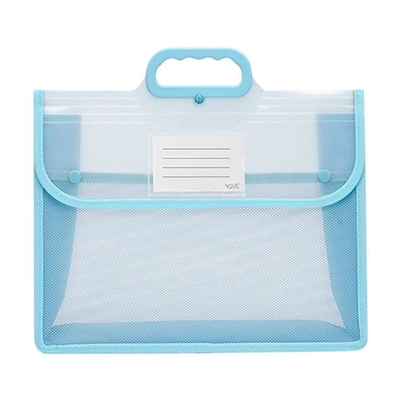 Plastic Expanding File Folder with Handle, Ongmies Portable Transparent Document Organizer, Mesh Pocket, Large Waterproof File Wallet Organizer Box