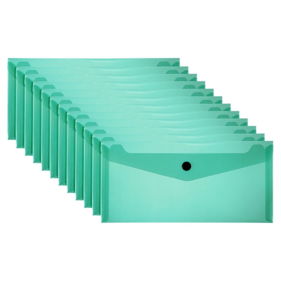 Plastic Expanding File Folders, 12 Pack A6 File Folder with Snap Closure, Green