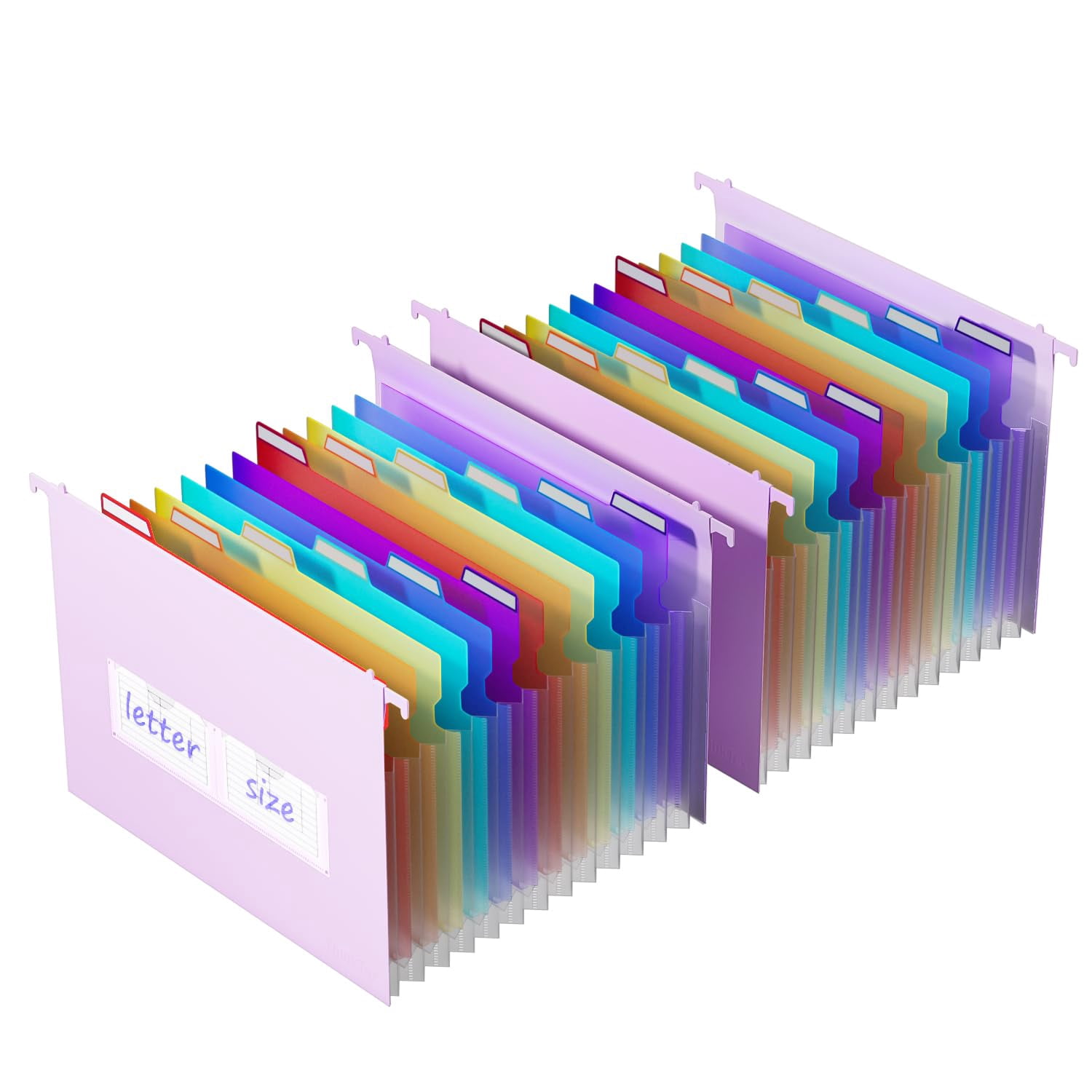 Plastic Expanding Hanging File Folders 12 Accordion Pockets Large Capacity For Letter & A4 Size  Organizer Filing Cabinet Ideal Tax Contracts Invoices Office School-purple-2set