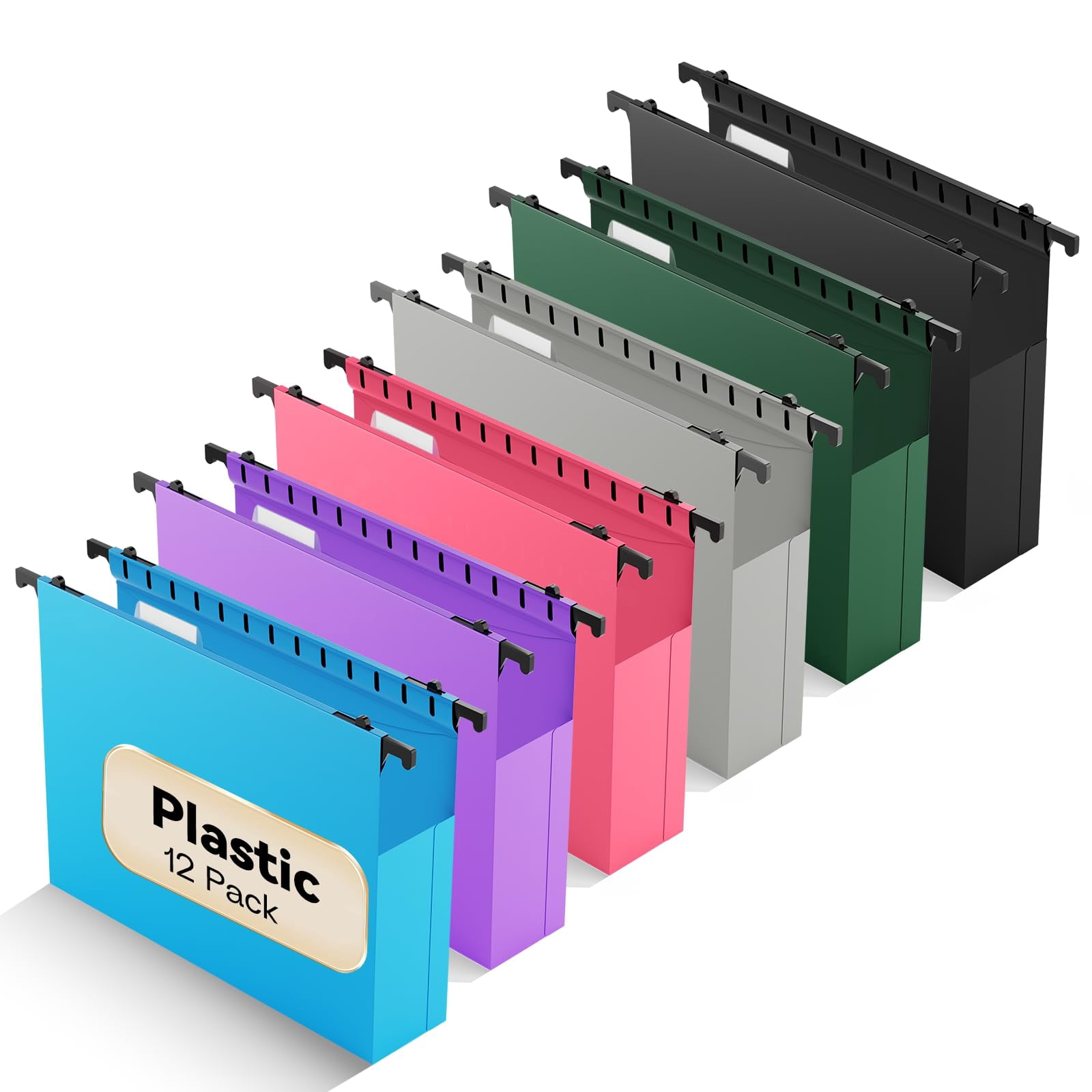 Plastic Extra Capacity Hanging File Folder 12 Pack Expanding Folders Letter Size  Heavy Duty 2 Inch Expansion Reinforced Designed For Bulky Files(colorful)