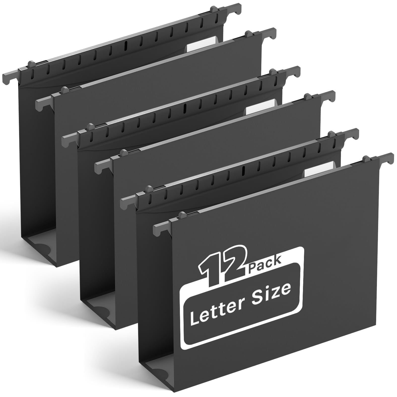 Plastic Extra Capacity Hanging File Folder 12 Pack Reinforced Letter Size Folders Heavy Duty 2 Inch Expansion Filing Cabinet Black Organizers For Bulk Files  Charts