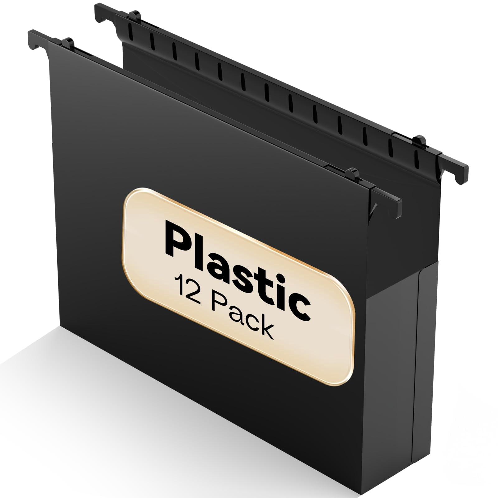 Plastic Extra Capacity Hanging File Folder Letter Size  12 Pack Reinforced Hang Folders Heavy Duty 2 Inch Expansion Expandable Organizer Designed For Bulky Files (black)