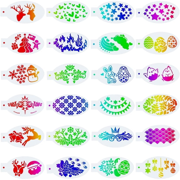 Plastic Face Paint Stencils Body Facial Painting Tattoo Painting Templates for School Home Party Deer 7.5x14x0.01cm 24Pcs/set