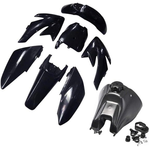 Plastic Fairing Kit Body Fender Parts & Gas Tank With Cap for CRF70 CRF 70 Dirt Pit Bike (4Blue+3White)