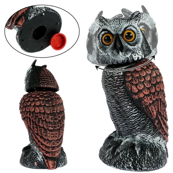Plastic Fake Owl Decoy Scarecrow to Scare Birds Lifelike Simulation Owl Bird Deterrent with 360Swivel Head Realistic Owl Statue for Garden Indoor Outdoor--
