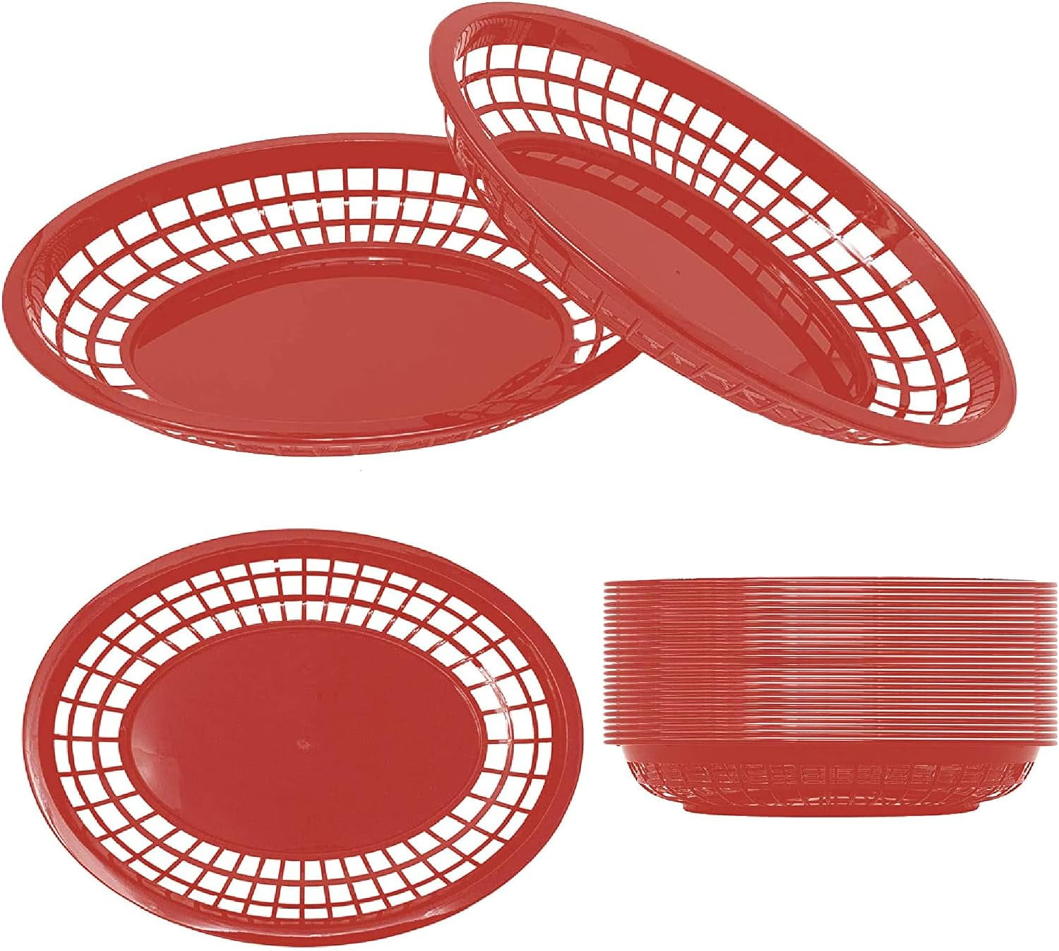 Plastic Fast Food Baskets HUGE 12" X 9" Food Baskets For Serving