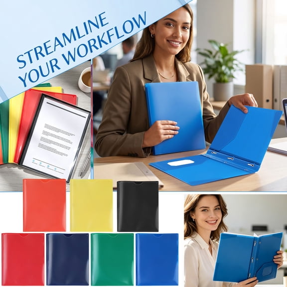 Plastic File Folder, Thick Plastic Folder, Folder with Clear Front Pocket, File Folders Letter Size, 19X12 Inch Single Pocket Office Document Organizer for Loose Papers, Forms and